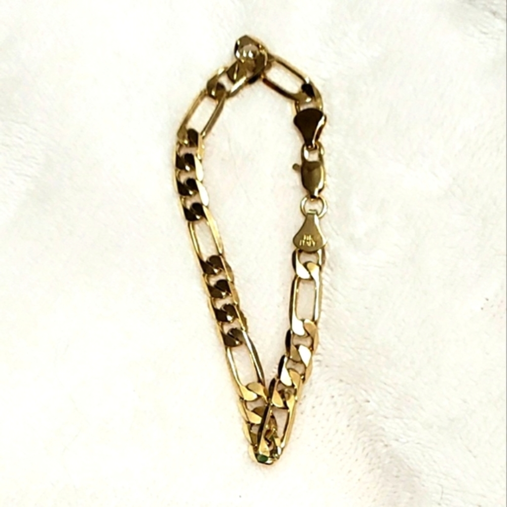 NWOT-NEW 14K YG VERMEIL 8" INCH FIGARO BRACELET